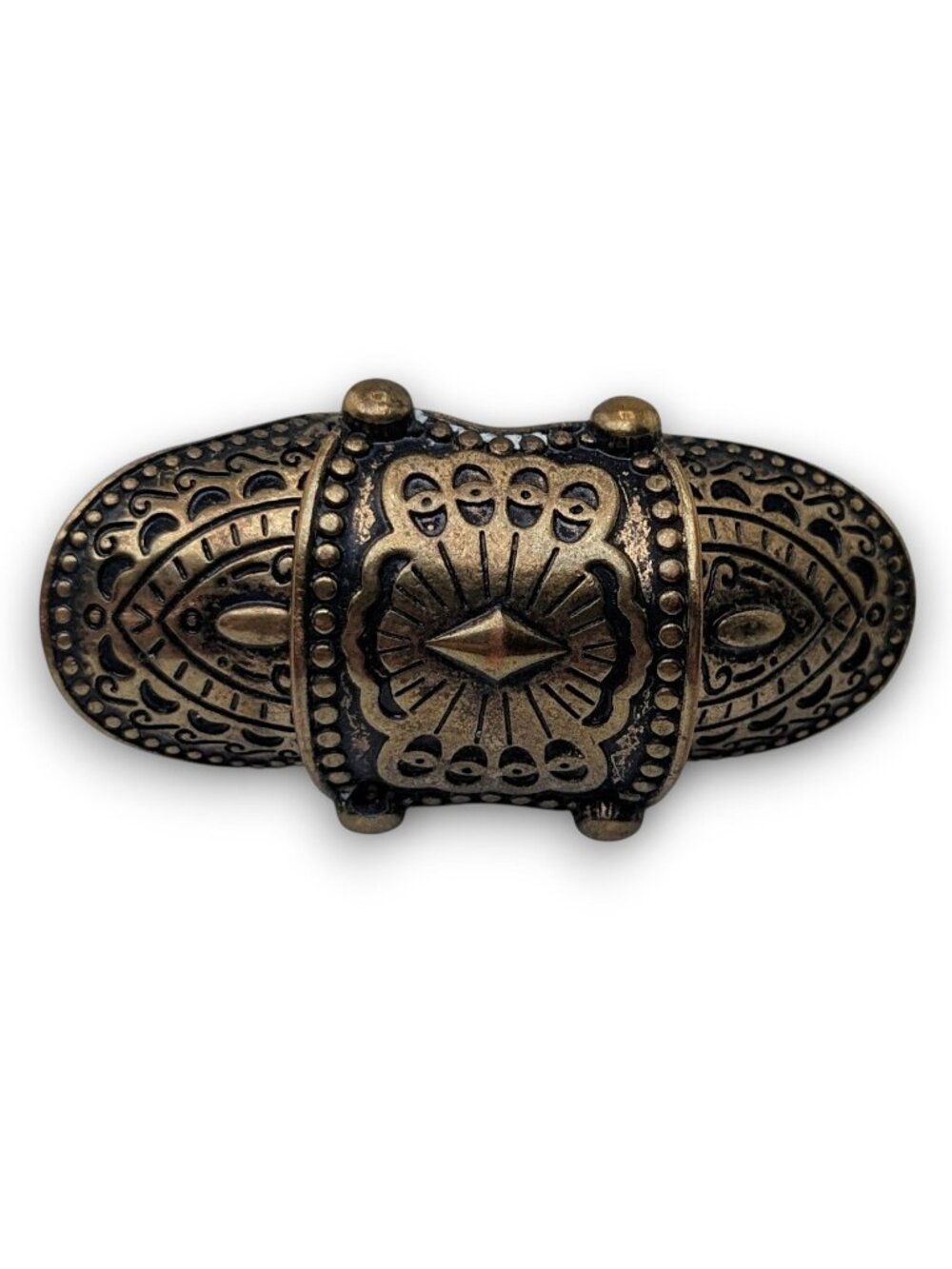 Medieval Gothic Articulated Gold Tone Armor Shield Ring Size 6